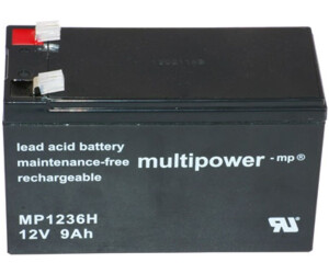 MP1236H Multipower Blei Akku 12 Volt 9000mAh mit zwei Faston Kontakten  6,3mm 151x65x102mm,, 12 Volt, Multipower, Akku für Blei Gel AGM, Akkus