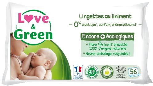 Love & Green Lingettes hypoallergéniques au liniment (x56) au