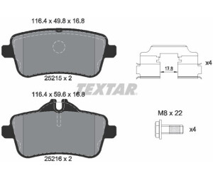 TEXTAR BREMSBELÄGE HINTEN MERCEDES M-CLASS 166 ML 63 AMG 4-matic BREMSE BELAG
