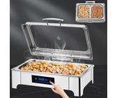 Aocay Elektrischer Speisenwärmer 9L - Buffetwärmer Mit Glasdeckel Für Catering