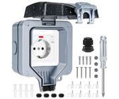 EYPINS 1-fach Außensteckdose IP66 Wasserdicht, 250V/16A, Mit Schalter & Kontrollleuchte, 36 Mm Tief