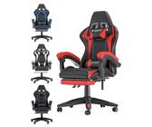 Kinder Schreibtischstuhl Bigzzia Gaming Stuhl Rot | Ergonomisch Mit Lendenkissen, Kopfstütze & Fußablage | Höhenverstellbar Gaming Stuhl 200kg