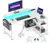 Coleshome Gamingbureau met led, omkeerbare gamingtafel met laden en