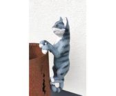 SPI Home Gartenskulptur Katze & Schmetterling – 38x27x19 Cm, Aluminium, Dunkelgrau