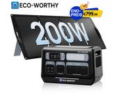 ECO-WORTHY Zonnemoduleset 200 W 12 V, 2 x 100 W zonnepanelen 18BB N