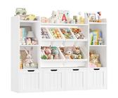 FOREHILL 183 cm breed kinderrek met zitbank, kindermeubel met 3