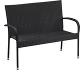 KESSER® Polyrattan Gartenbank mit Tisch, 2 Sitzer, 143x63x88cm Gartenbank wetterfest, Sitzbank Outdoor, Balkonbank mit Ablage, Gartenmöbel Rattan Bank für Garten & Balkon Kissen & Cover, Anthrazit