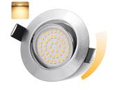 TEVEA LED Einbaustrahler Warmweiß 3W – 60 LEDs, Dimmbar, Mit GU10 Adapter, Chrom Gebürstet