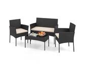 GIANTEX Gartenmöbel Set 8 Stühle mit Tisch, 9er Set Rattan Lounge Möbel Outdoor, Balkonmöbel Set mit Balkontisch, 4 Stühle & 4 Hocker zusammenschiebbar, Terrassenmöbel Sitzgruppe Sitzgarnitur Garten