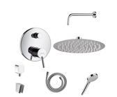 Vanvilla Dusch-Set Mit Hansgrohe Ecostat E Thermostat & Eckigem Regenduschkopf – Unterputz-System Poliert