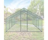 Ikodm Hühnerstall Freilaufgehege XXL 3x8x2 M – Verzinkt, Mit Dach & Schloss – Wetterfest Für Hühner & Kleintiere