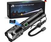 JAY-PARK Led-zaklamp, 50.0000 lumen, oplaadbaar, extreem helder, 5 lichtmodi met zoombaar, IP67 waterdicht, zaklampen voor camping, noodgevallen (26650 accu