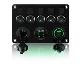 Produktbild von 2-Gang LED Schaltpanel Mit Wippschaltern + Dual USB Für Auto & Boot – 12/24V, Blau, IP67