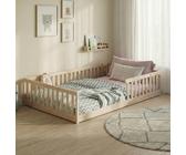 WIZBED Montessori Bodenbett 140x200cm - Mit Rausfallschutz & Staufach