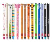 KRYMXAR 8 Radierbare Gelstifte Mit Tierdesign - Blaue & Rote Stifte Für Schule & Büro | Süße Tiermotive Wie Giraffe & Alpaka