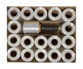 4 Rollen Mini Stretchfolie / 100mm x 150m / 23my / Farbe: weiß Abroller