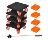 Produktbild von STAHLWERK Möbeltransport-Set – 4 Rollbretter Mit 360°-Lenkrollen + 1 Möbelheber, Rutschfest & Stabil Für Umzug & Co.
