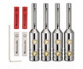 Audiophile Bananenstecker (4 Stück) – Rhodiniert, Für Lautsprecherkabel 8-15 AWG, Mit L-Schlüssel – Für Heimkino & Soundsysteme