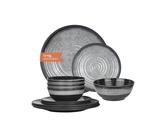 Vaisselle De Camping En Mélamine - Set 16 Pièces Pour 4 Personnes, Empilable, Idéal Pique-nique Et BBQ
