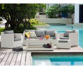 Amopatio Rattan Lounge-Set 5-tlg. – 3er-Sofa, Sessel, Tisch Mit Glastischplatte – Graues PE-Rattan, Khaki Kissen – Für Garten, Terrasse & Balkon Amopatio Rattan Lounge-Set 5-tlg. – 3er-Sofa, Sessel, Tisch Mit Glastischplatte – Graues PE-Rattan, Khaki Kissen – Für Garten, Terrasse & Balkon