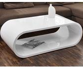 Couchtisch Oval Weiss Hochglanz