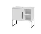 Waschbeckenunterschrank ‚Emmi‘, Weiß Matt, 59,8 X 32,6 X 63,4 Cm – Mit 2 Türen, Höhenverstellbarem Boden & Rollen