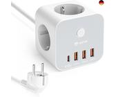 VEFVE 70W USB-C-Ladegerät – 7-in-1 Würfel-Steckdosenleiste Mit Schalter, 3m Kabel, GaN-Technologie