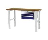 STIER Höhenverstellbarer Werktisch – 1500x600x760-1060 Mm, Stahlgestell Mit Buchenplatte, Pulverbeschichtet, Tragkraft 200 Kg