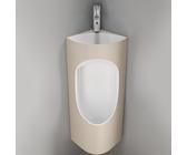 Eckurinal Mit Waschbecken – Spülwassergespültes Keramik-Pissoir, Wandmontierbar, Mit Boden- Oder Wandablauf (Schwarz)