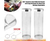 Grillkorb Zylindrisch 2 Stück - Rollende Grillkörbe Für Gemüse, Pommes & Fleisch