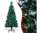 4.5-7.5Ft Pre-Lit Fiber Optic Artificial Christmas Tree – USB LED Lights, 350 Tips, 3 Sections