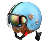 NZI Zeta Graphics B Vespa Turia – Casque Jet Urbain Rétro XS, Léger, Visière Amovible, Intérieur Lavable