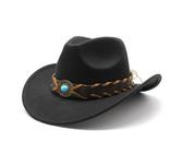 Chapeau Cowboy En Feutre Noir Clouté – Déguisement Halloween Et Fêtes Thème