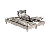 Lot De 2 Sommiers électriques Lattés – Bois Beige 80x200 Cm Avec Matelas Inclus, Adulte