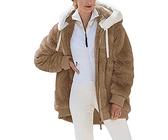 ORANDESIGNE Manteau Femme Hiver Chaud Chic Long Polaire Elegant Veste Épaisse Carreaux Pilou Pilou Blouson Mode En Peluche Confort Cardigan