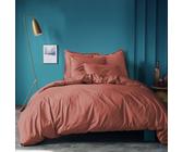 Housse De Couette Coton Lavé Someo - 200x200 Cm - Terracotta - 57 Fils/cm² - Douce Et Froissée