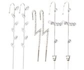 Boucles D'Oreilles à Clips Femme Cristal Métal Argenté – Rétro, Style Créoles Carrées
