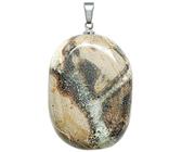 Pendentif Galet Plat En Pierre De Lune Blanche