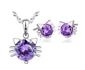 Parure De Bijoux Femme – Collier Et Boucles D'oreilles – Goutte Cristal Blanc – Argent 925/1000 – Neuf