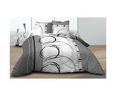 Parure De Lit 2 Personnes 140x190 Cm - Drap Housse + Drap Plat + 2 Taies, Pur Coton 57 Fils, Couleur Gris Linea