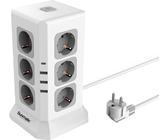 Multiprise Tour NVEESHOX 12-en-1 – 8 Prises + 4 USB – 2 Mètres – Protection 1080 J