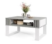 Vicco Table Basse Guillermo Blanc - Design Moderne 91x53 Cm Avec Grande Étagère Rangement