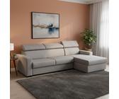 Divano Letto Angolare Destro Arizona Con Pouf Contenitore E Poggiatesta Regolabili Colore Grigio 264x224x78h 8052597944375