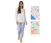 Générique Pigiama Da Donna In Morbido Cotone – Set A 2 Pezzi Con Scollo A Cuore, Maniche Lunghe E Pantaloni Con Tasche