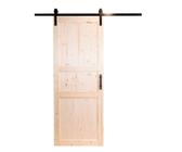 Porta In Legno Di Abete Grezzo Battente - 210x90 Cm, Reversibile, Con Telaio