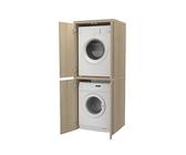 Festnight Set Supporto Sovrapporre Lavatrice Con Ripiano Estraibile - Base In Acciaio Bianco 60x60x8 Cm